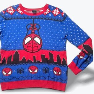 Marvel Our Universe Spider Man Not So‎ Ugly Winter Sweater Nerdcore Large RARE